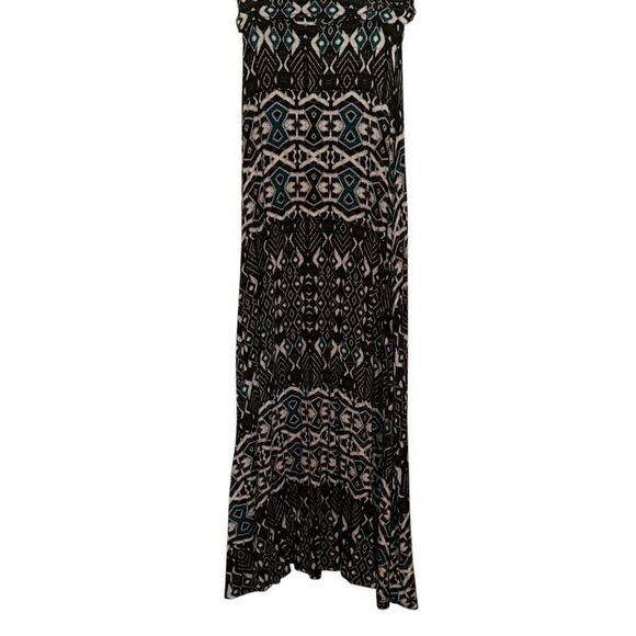 Design History Black Teal Aztec Viscose Blend Pull-on Maxi Skirt Ladies Small - Picture 1 of 12